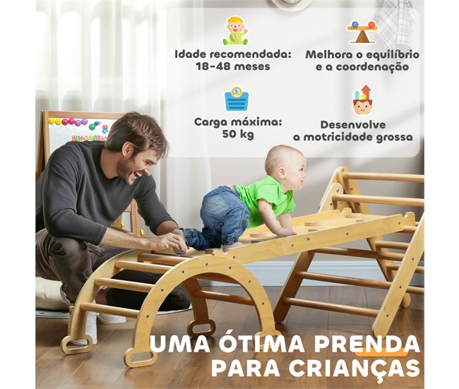 Escalada para Niños Madera de Pino Multilaminada AIYAPLAY Marron