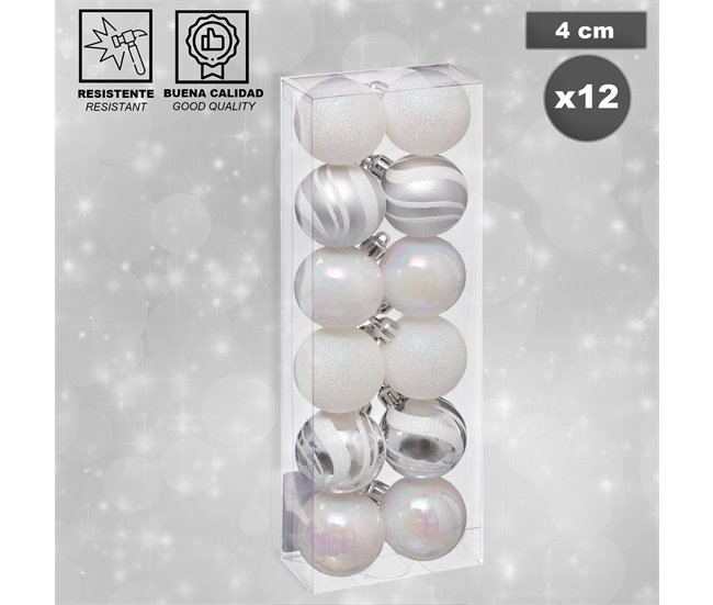 Lote de 12 bolas navideñas Multicolor