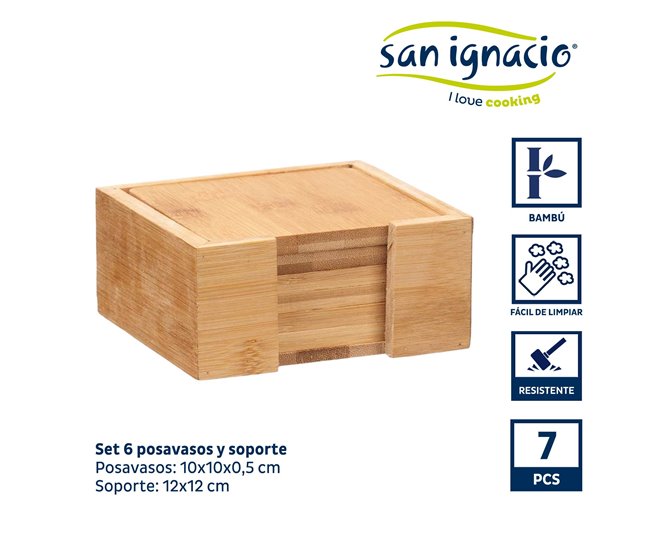 Set 6 posavasos soporte colección KINVARA Natural