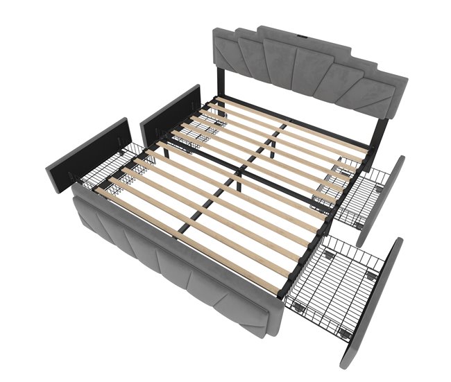 Camas de matrimonio 149x200 Gris Oscuro