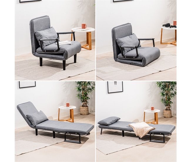 Sofá Cama Convertible Individual 4 en 1 Gris