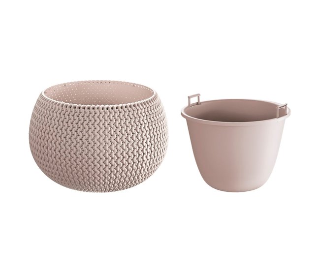 2x Maceta redonda con deposito Splofy Bowl Marron Claro