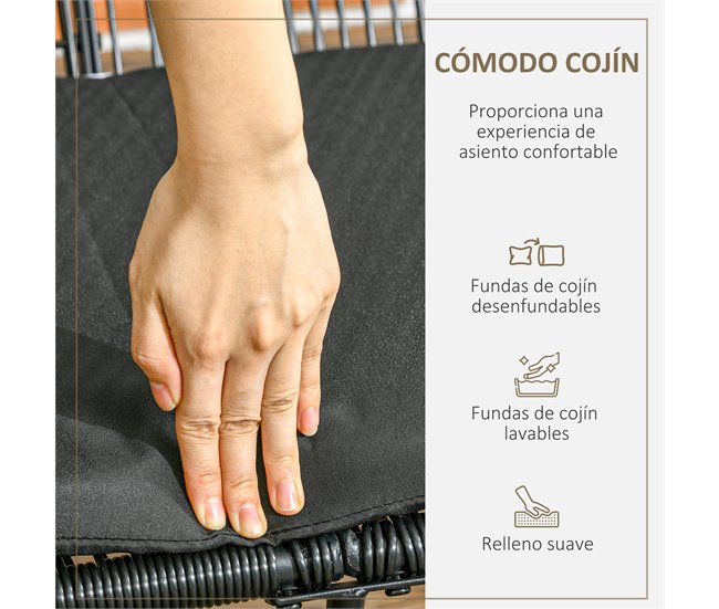 Silla de Ratán Acero, PE Negro