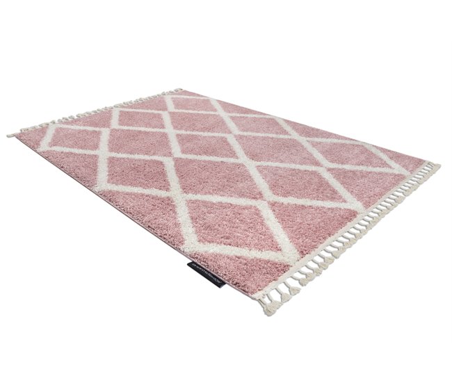 Alfombra BERBER TROIK A0010 rosa/blanco Franjas Bereber Marroquí 120x170 Rosa