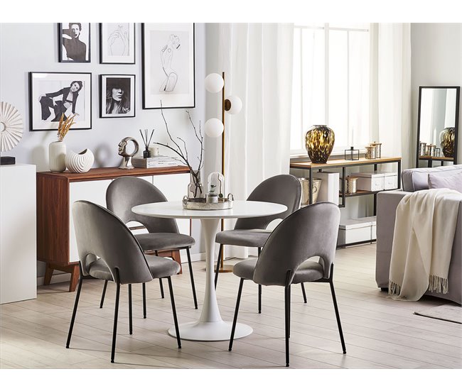 Beliani Silla de comedor COVELO Gris