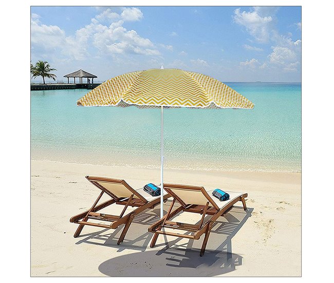 Acomoda Textil – Sombrilla de Playa y Pincho de Soporte Amarillo