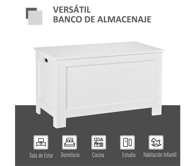 Otomana de Almacenaje Tablero de MDF HOMCOM 81 Blanco