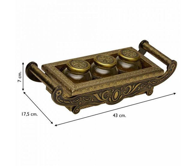 Bandeja de metal repujado Dorado