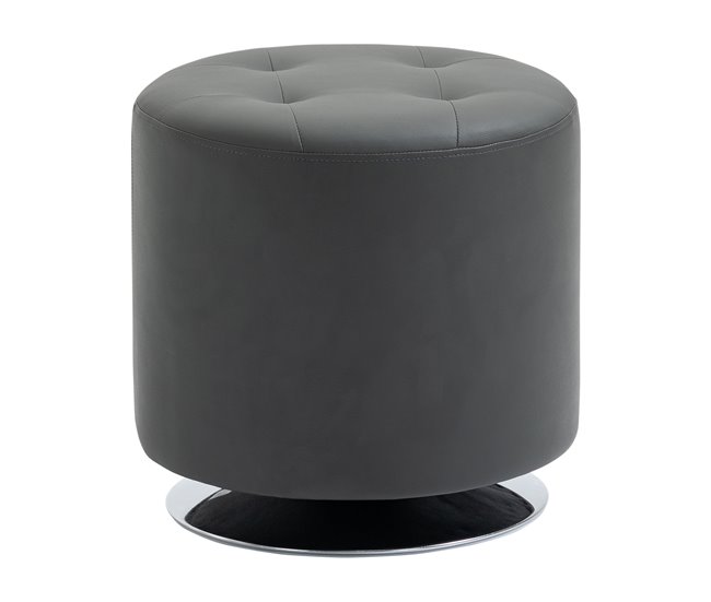 Reposapiés Otomano Giratorio PU, Espuma, Metal Galvanizado HOMCOM Gris