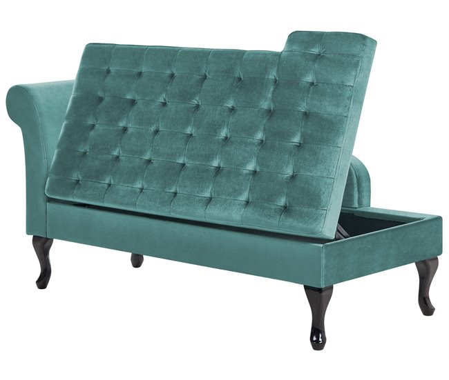 Beliani Chaise longue Terciopelo PESSAC Azul/ Verde