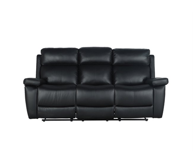Sofá relax eléctrico THEA piel 3 plazas Negro