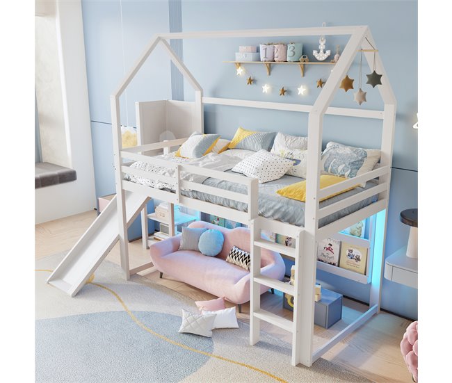 Cama alta para niños Blanco