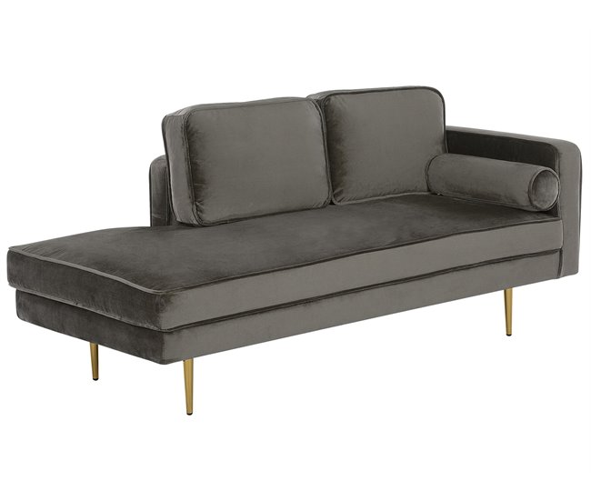 Beliani Chaise longue derecho Terciopelo MIRAMAS Azul Marino