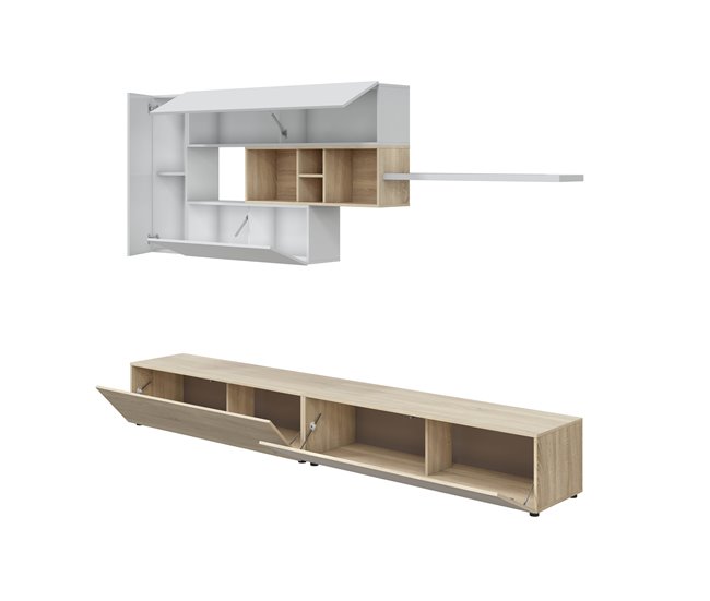 Compacto tv 260cm blanco y roble MANHATTAN Blanco/ Madera