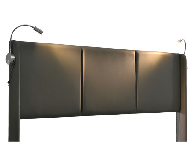 Cama de matrimonio de pu con almacenaje 165x206 Gris