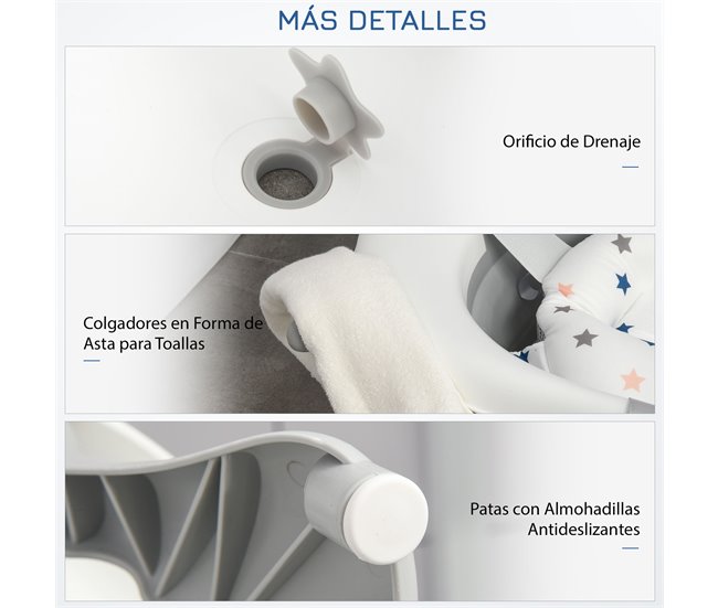 Bañera para Bebé Plegable PP, TPE HOMCOM Gris