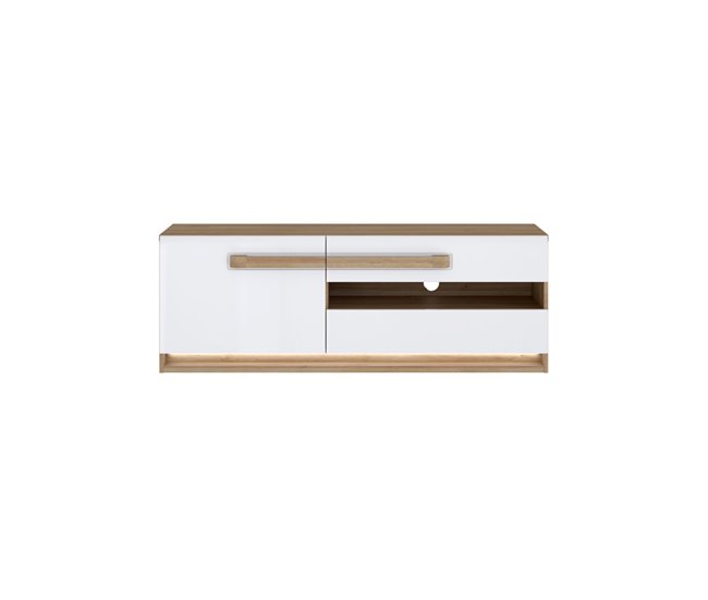 Mueble tv 1 puerta 2 cajones MONTREAL Blanco Brillo