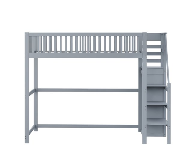 Cama alta para niños 245x95 Gris
