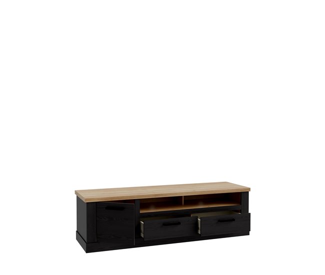 Mueble TV 1 puerta y 2 cajónes VERONA Negro/ Madera
