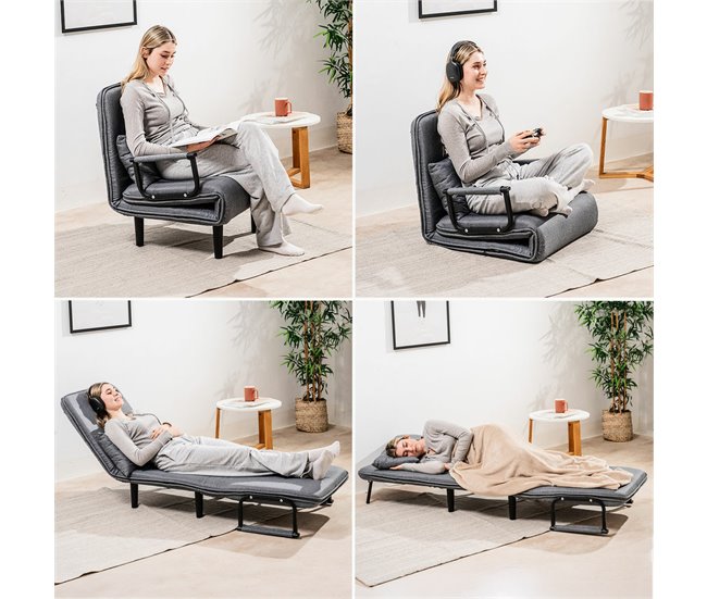Sofá Cama Convertible Individual 4 en 1 Gris