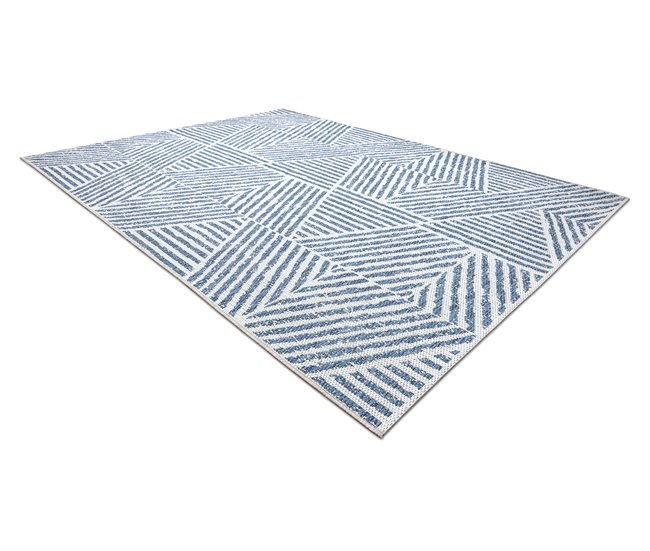Alfombra COLOR SISAL líneas triangulos zigzag 60x110 Azul