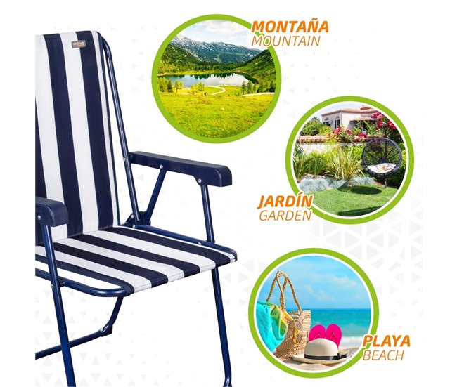Silla plegable fija rayas marineras Aktive Garden Azul