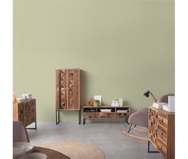 Aparador de Madera de Fresno, Frentes de Madera Reciclada con Base de Metal 110 Madera
