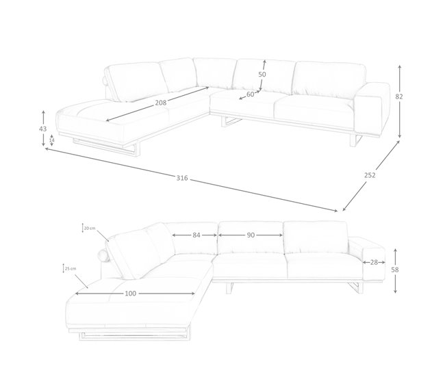ANGEL CERDÁ Sofá rinconera izquierda piel Madera