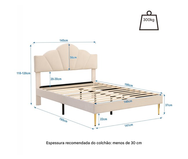 Marco de la cama 190x140 Beige