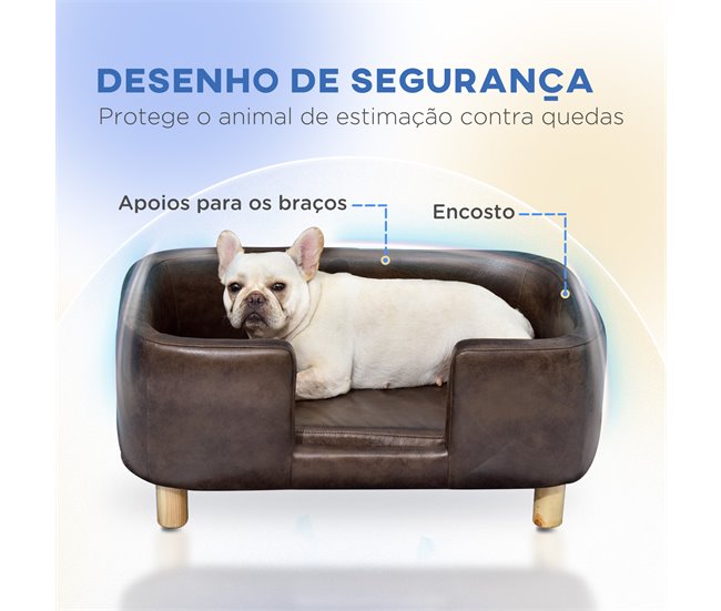 Sofá para Mascotas Abedul, 100% poliéster, Esponja PawHut Marron