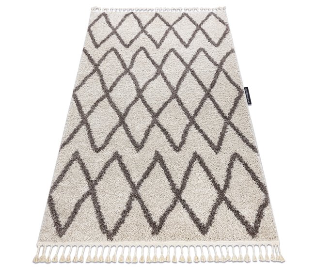 Alfombra BERBER BENI Franjas Bereber Marroquí Shaggy 160x220 Crema