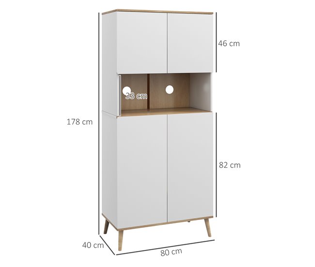 Alacena de Cocina Melamina de Madera HOMCOM, hogar - cocina Blanco