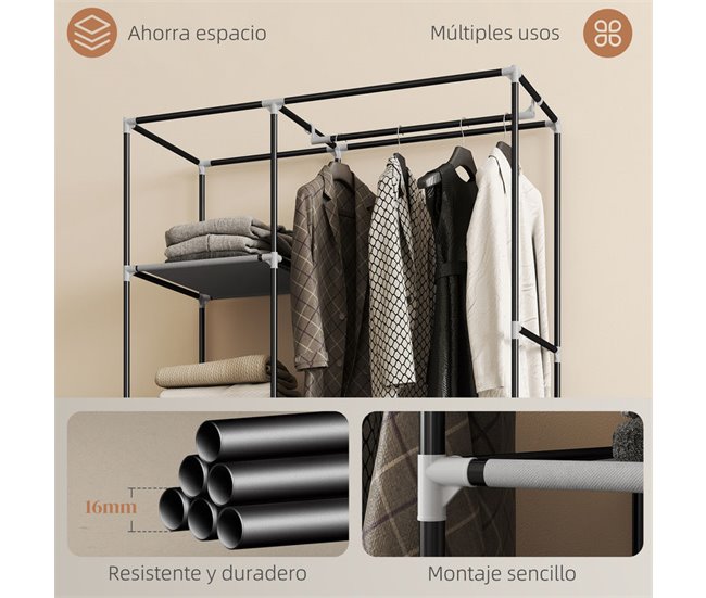 Armario de Tela Acero, Tela no Tejida HOMCOM Gris