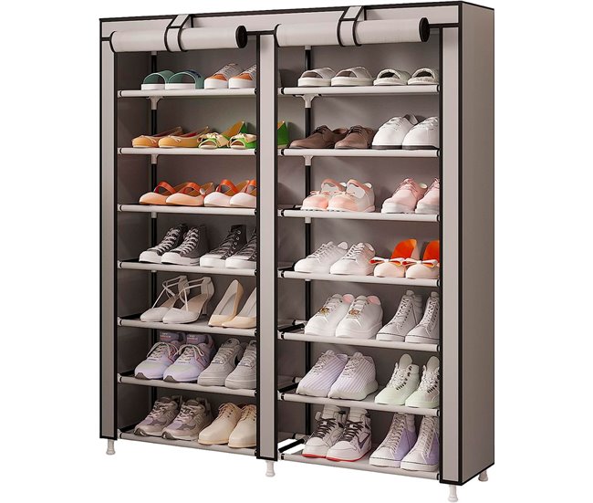 Armario Zapatero Tela 2 Puertas Cremallera Nyana Home 28 pares 92 Beige