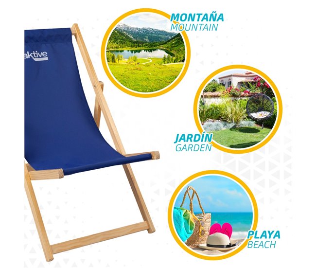 Tumbona plegable de madera Aktive Azul