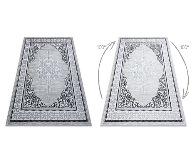 Alfombra GLOSS moderno 8490 52 Ornamento elegante marco 200x290 Gris