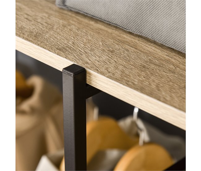 Perchero de Ropa Metal, Melamina de Madera HOMCOM Marron