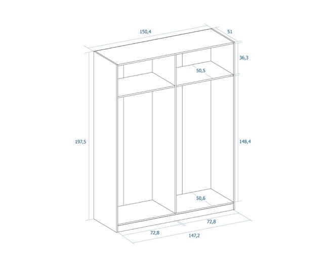 Armario River  puertas abatibles 150 Blanco
