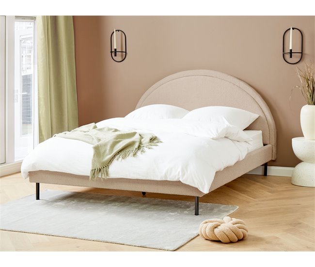 Beliani Cama con somier Bouclé MARGUT 172x214 Beige