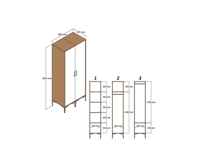 Armário 2 portas com efeito madeira 80 Blanco/ Madera