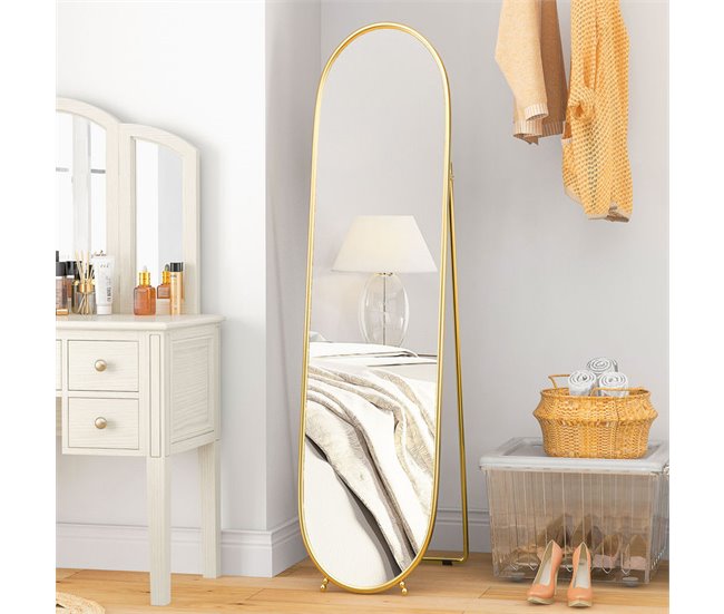 Espejo de Pie Metal, Vidrio HOMCOM, hogar - decoración Dorado
