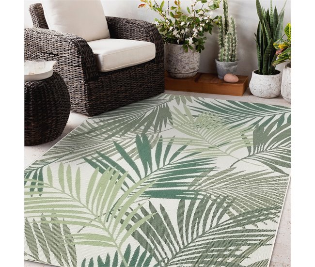 Alfombra de cuerda sisal COLOR Hojas Selva 160x230 Verde