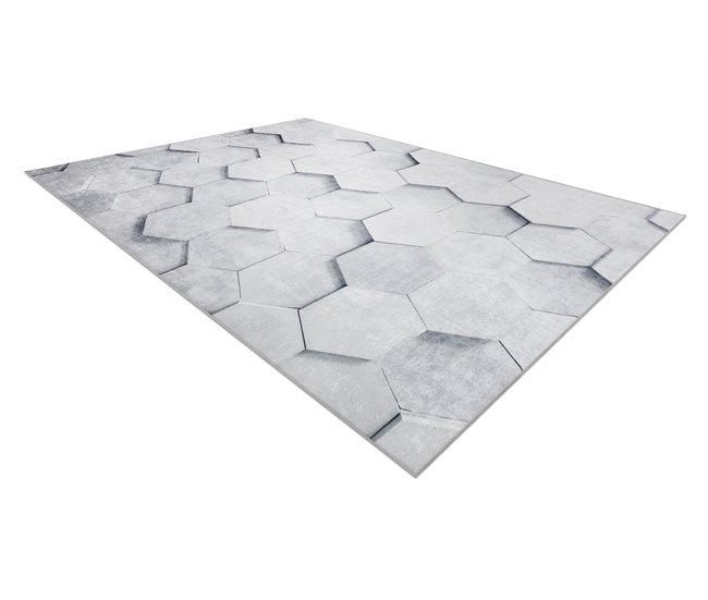 Alfombra lavable ANDRE 1180 Panal Hexágono 3D 120x170 Gris