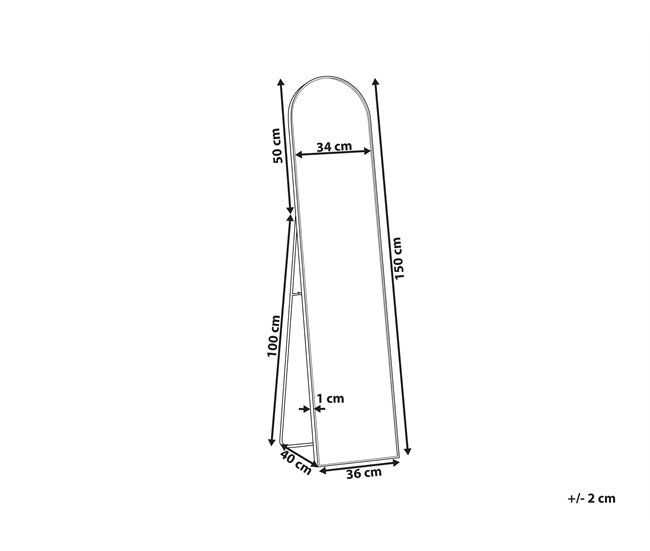 Beliani Espejo de pie BAGNOLET 36x40 Gris