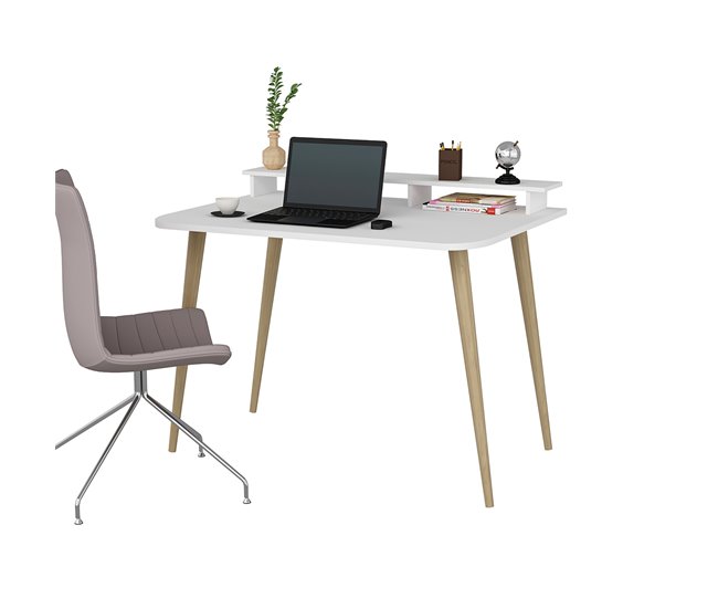 Escritorio Östhammar Con Soporte Para Monitor Aglomerado Blanco