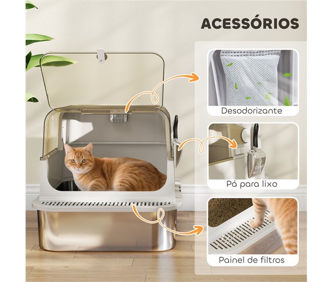 Arenero para Gatos Acero Inoxidable PawHut Gris