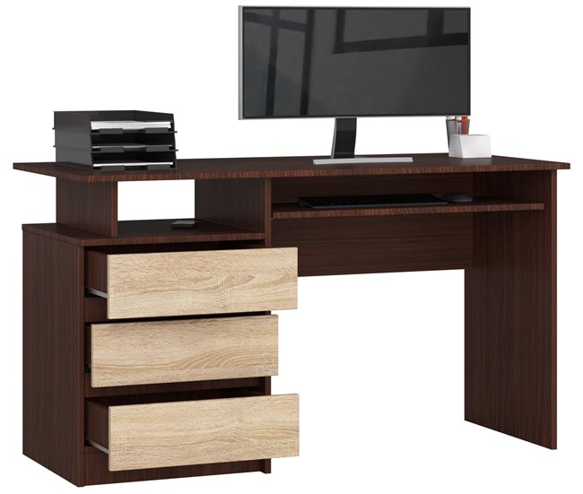Escritorio CLP AKORD con 3 cajones 135x60 Madera