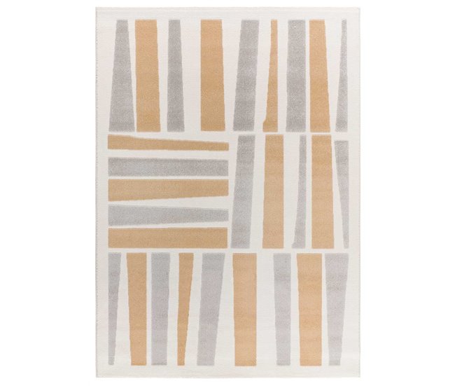 Alfombra geométrica con relieve FLORA - ATTICGO 160x230 Plateado