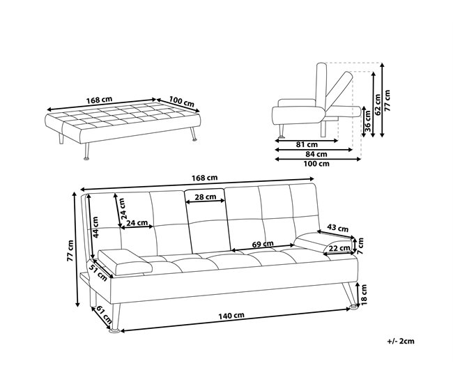 Beliani Sofá de 3 plazas Poliéster ROXEN Gris Claro