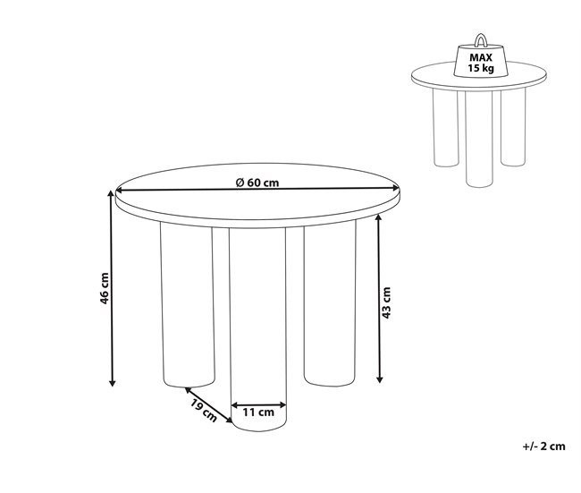 Beliani Mesa de centro SENOIA 60x60 Blanco